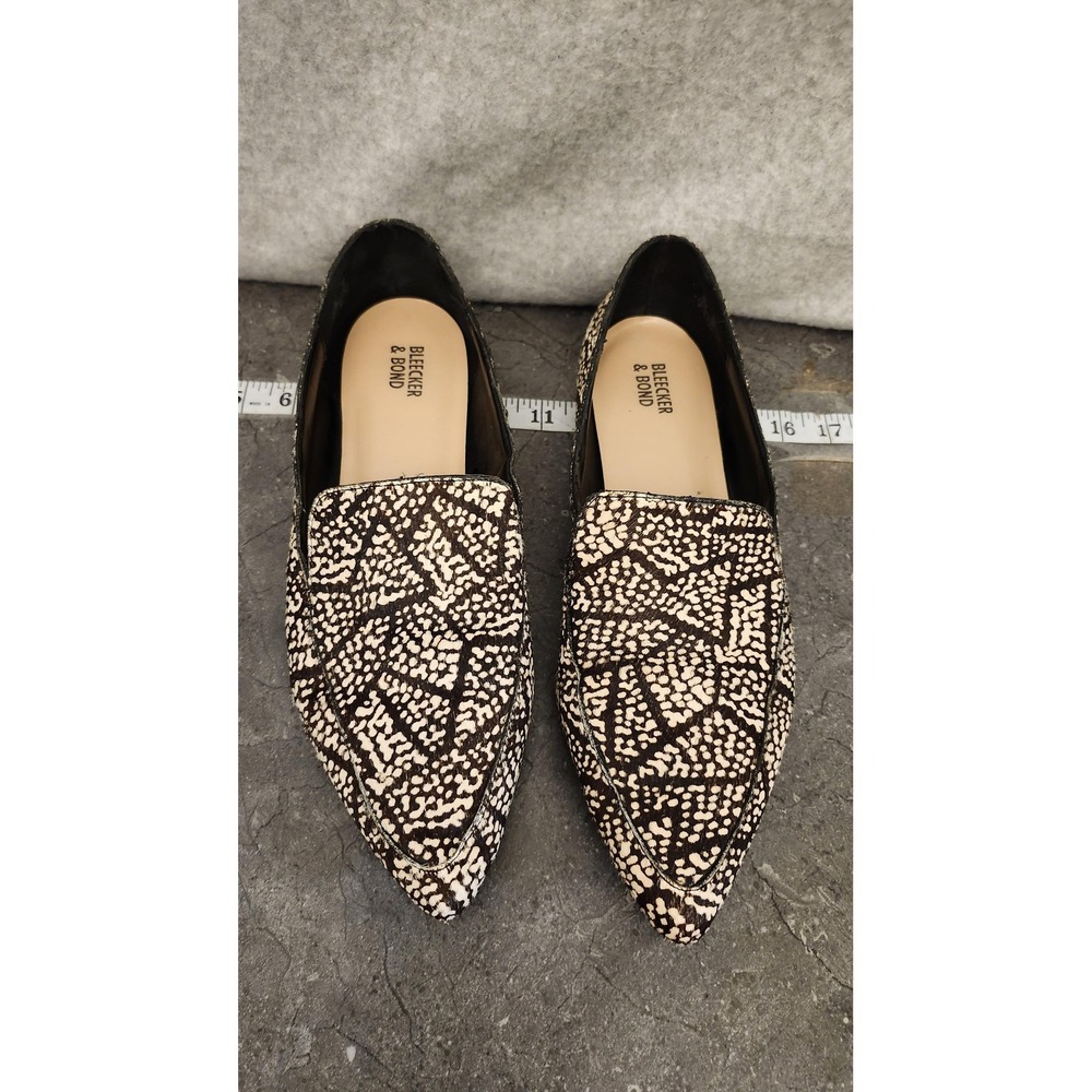 Bleecker & Bond Shoes Womens Size 11 Black‎ Cream Calf Hair Pointed Loafers